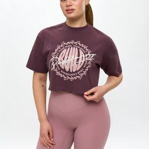 Buffbunny Build Crop Tshirt size L Smoked Cherry
